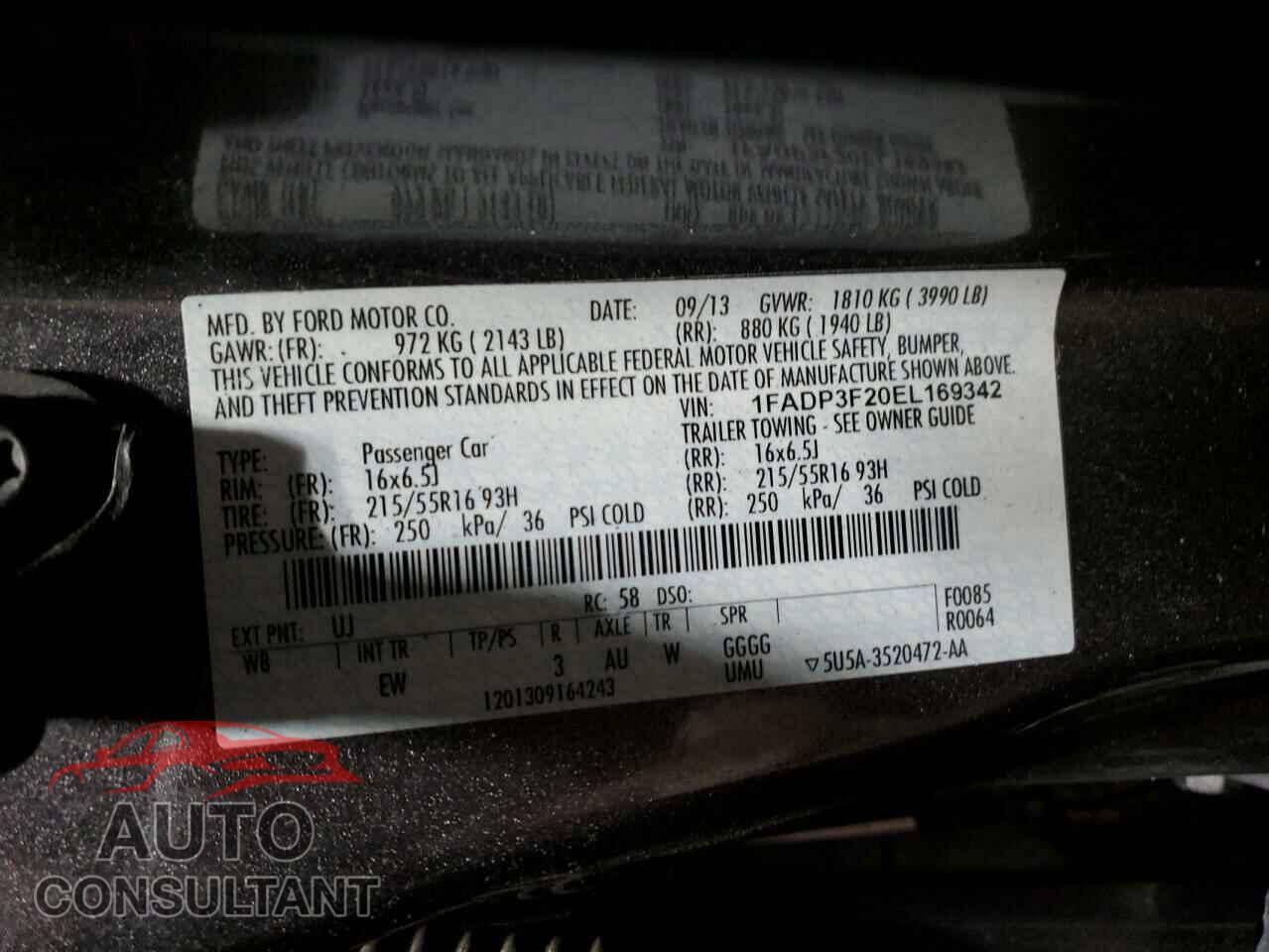 FORD FOCUS 2014 - 1FADP3F20EL169342