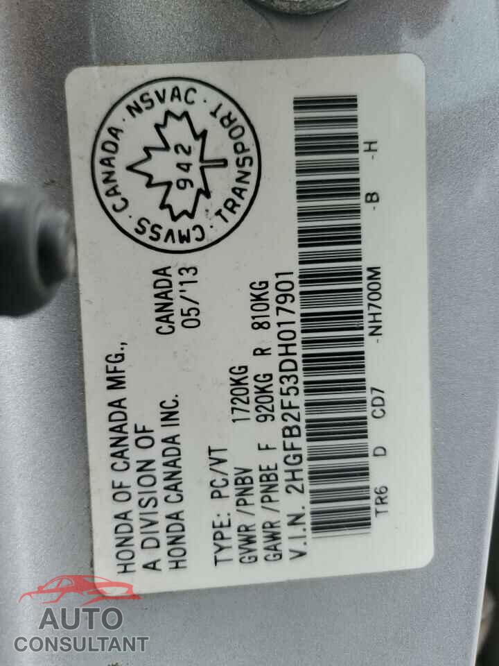 HONDA CIVIC 2013 - 2HGFB2F53DH017901