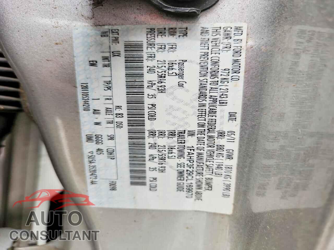 FORD FOCUS 2012 - 1FAHP3F29CL169970