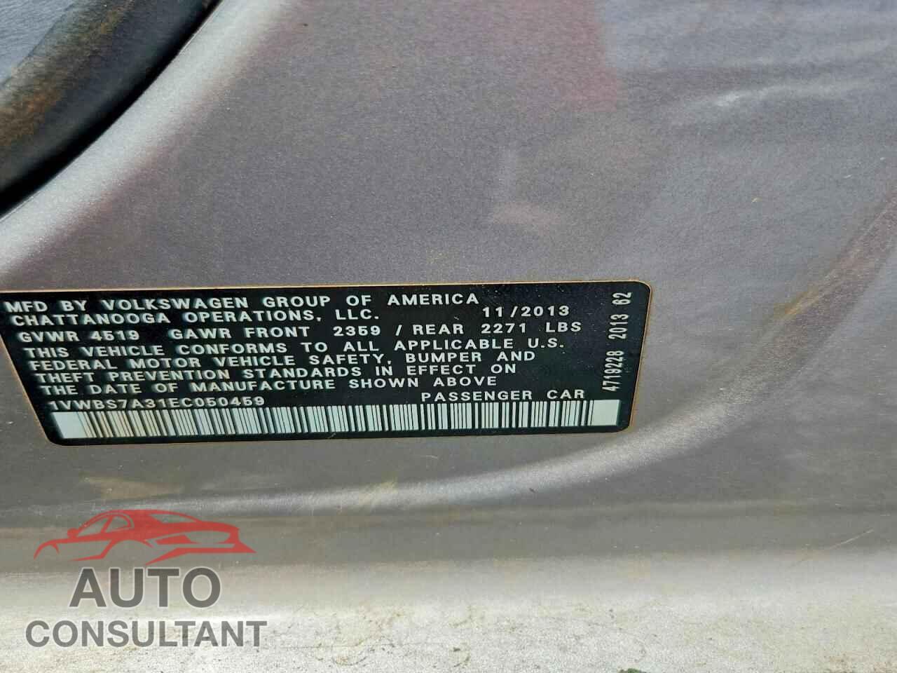 VOLKSWAGEN PASSAT 2014 - 1VWBS7A31EC050459