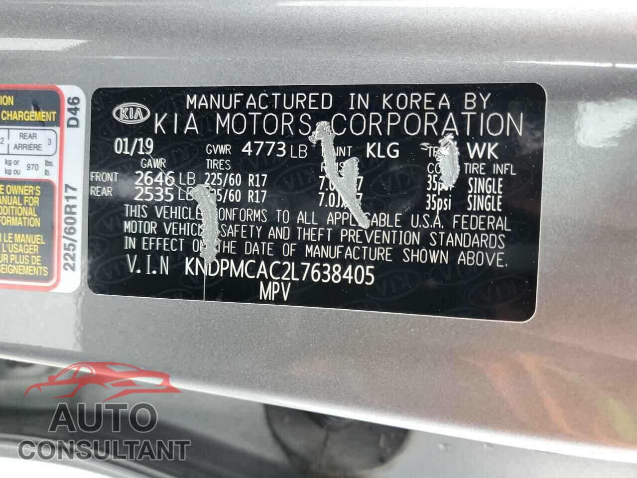 KIA SPORTAGE 2020 - KNDPMCAC2L7638405
