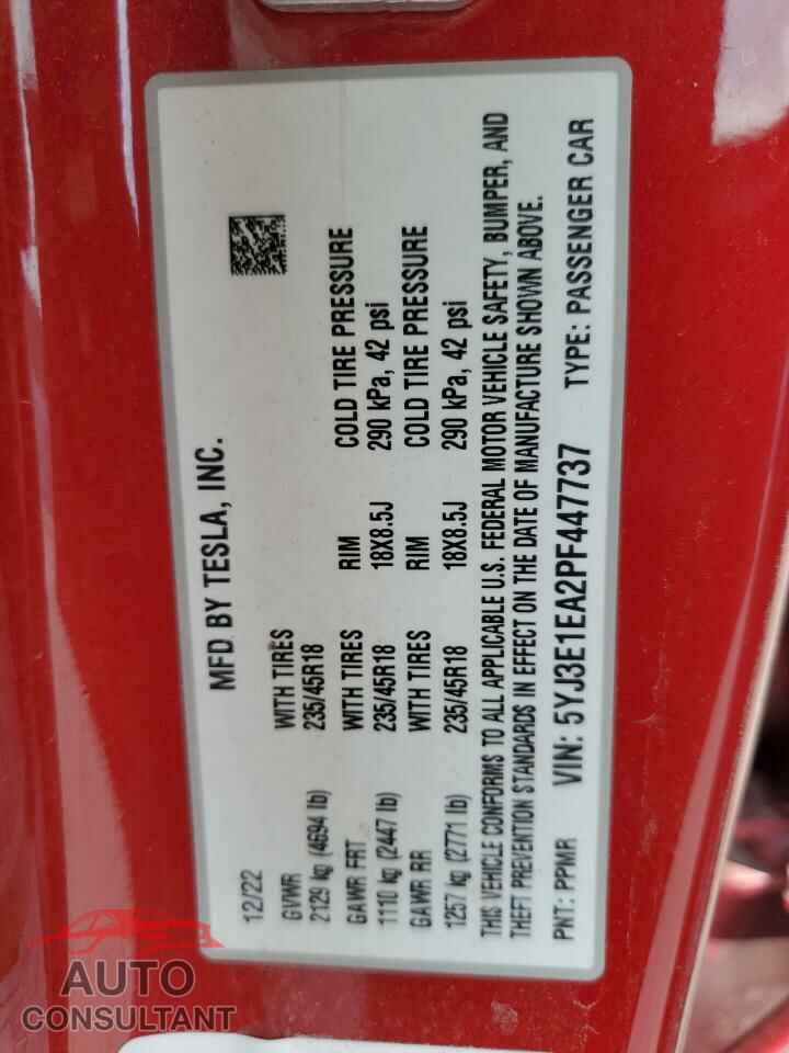 TESLA MODEL 3 2023 - 5YJ3E1EA2PF447737