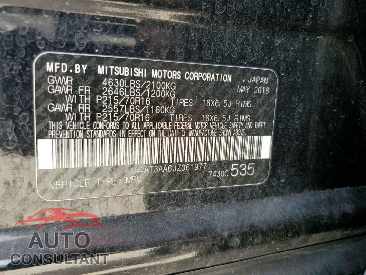 MITSUBISHI ECLIPSE 2018 - JA4AT3AA6JZ061977