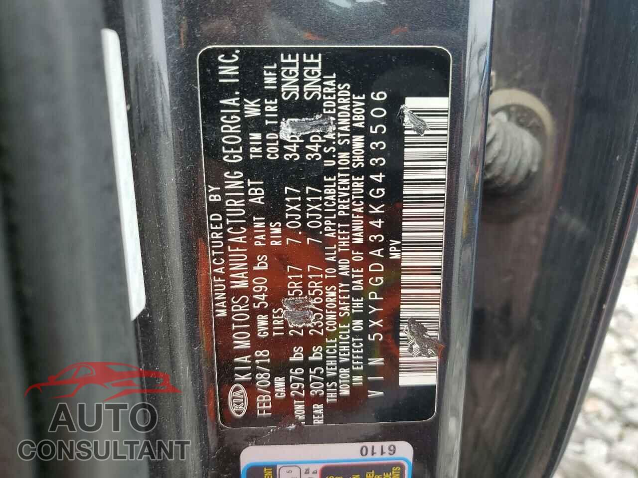 KIA SORENTO 2019 - 5XYPGDA34KG433506