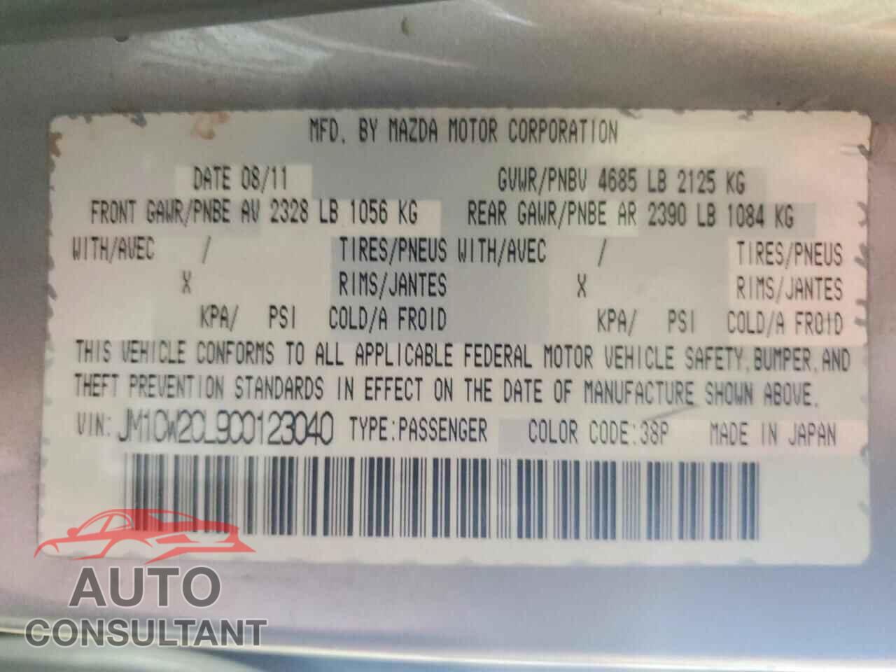 MAZDA 5 2012 - JM1CW2CL9C0123040