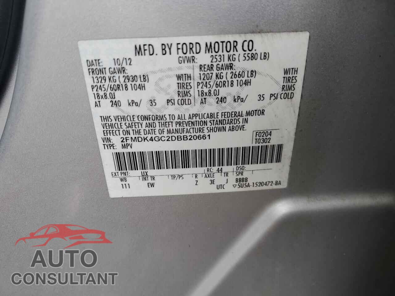 FORD EDGE 2013 - 2FMDK4GC2DBB20661