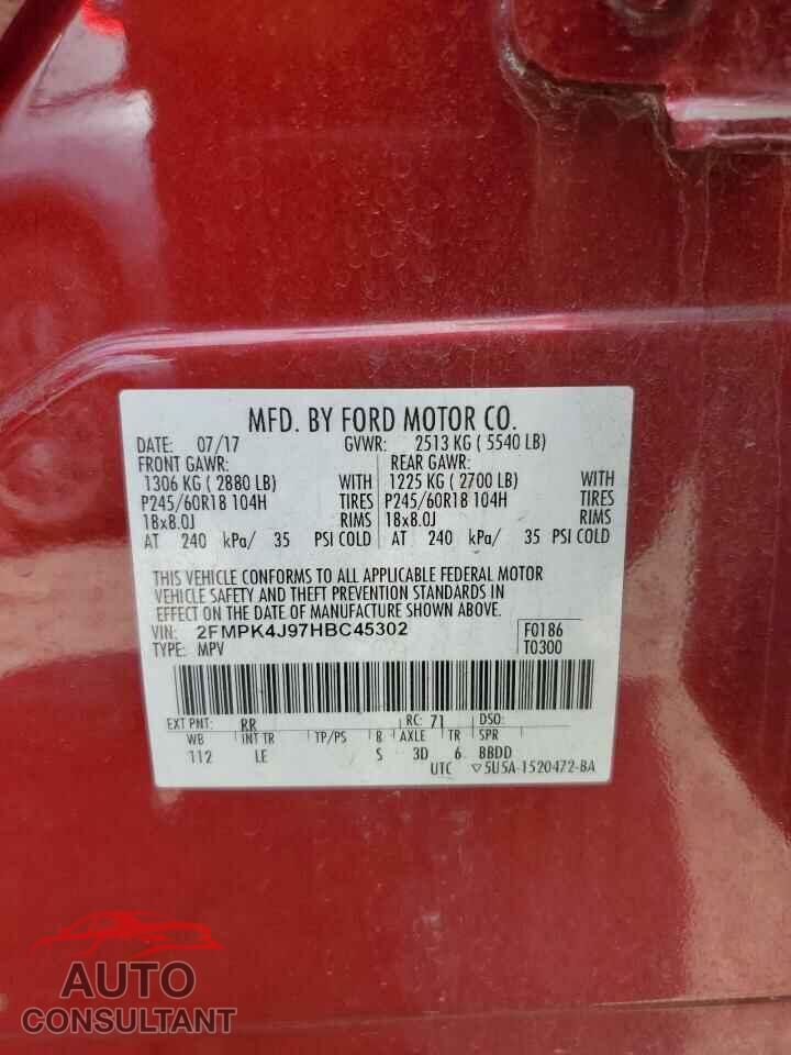 FORD EDGE 2017 - 2FMPK4J97HBC45302