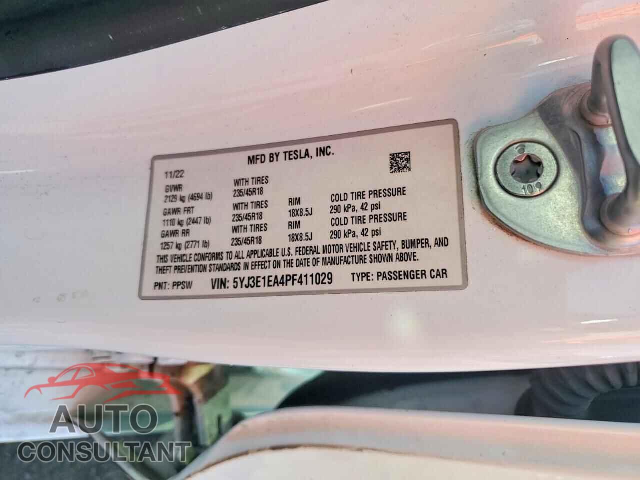 TESLA MODEL 3 2023 - 5YJ3E1EA4PF411029