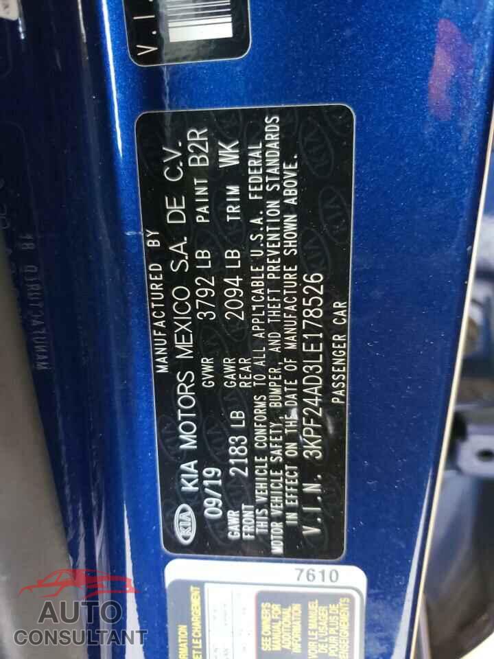 KIA FORTE 2020 - 3KPF24AD3LE178526