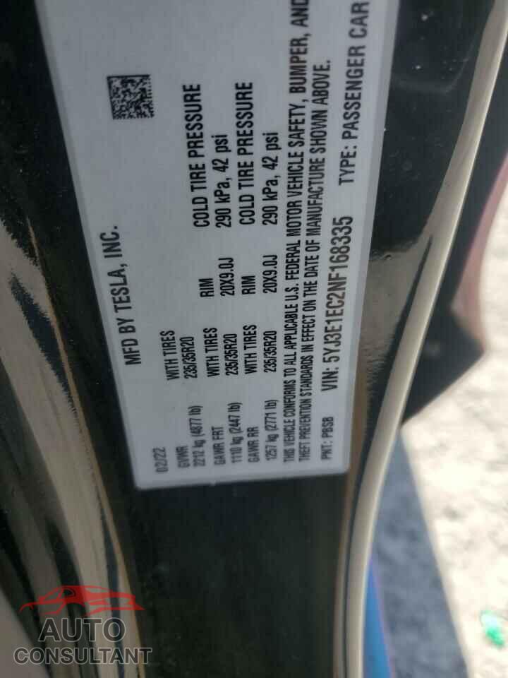 TESLA MODEL 3 2022 - 5YJ3E1EC2NF168335