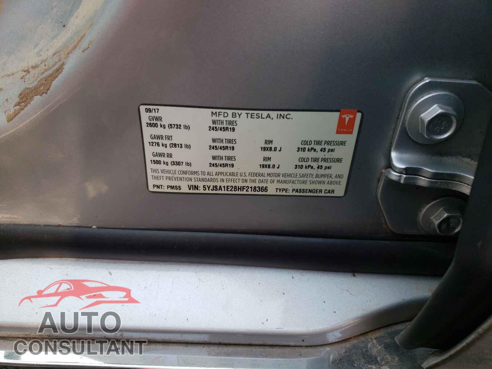 TESLA MODEL S 2017 - 5YJSA1E28HF218366