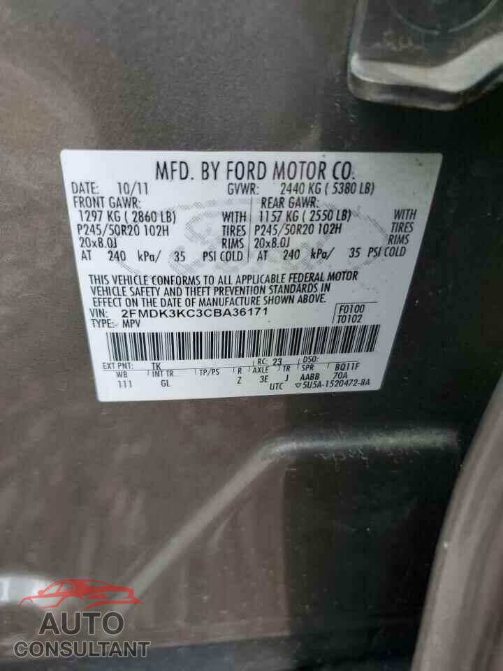 FORD EDGE 2012 - 2FMDK3KC3CBA36171