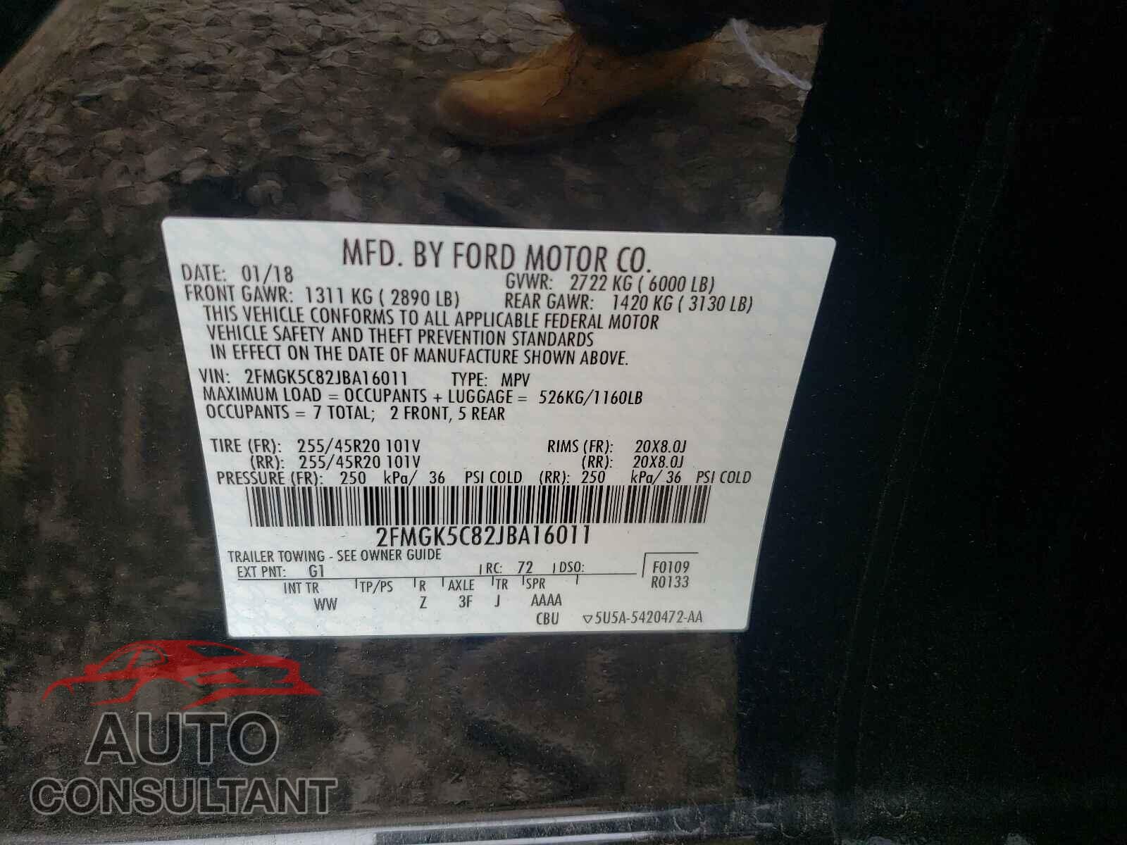 FORD FLEX 2018 - 2FMGK5C82JBA16011