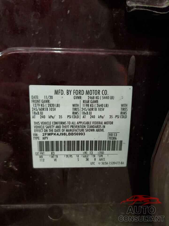 FORD EDGE 2020 - 2FMPK4J98LBB56993