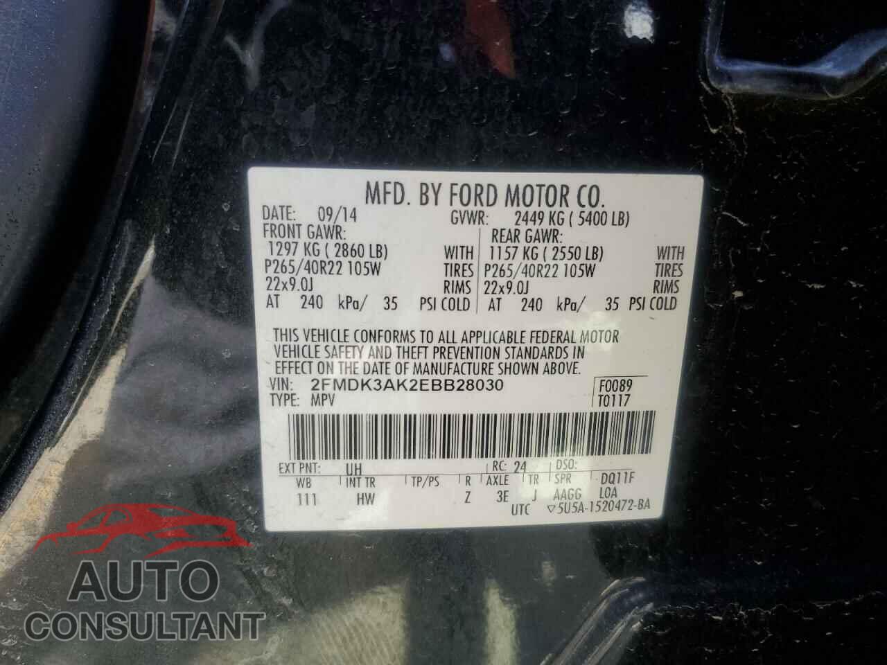 FORD EDGE 2014 - 2FMDK3AK2EBB28030