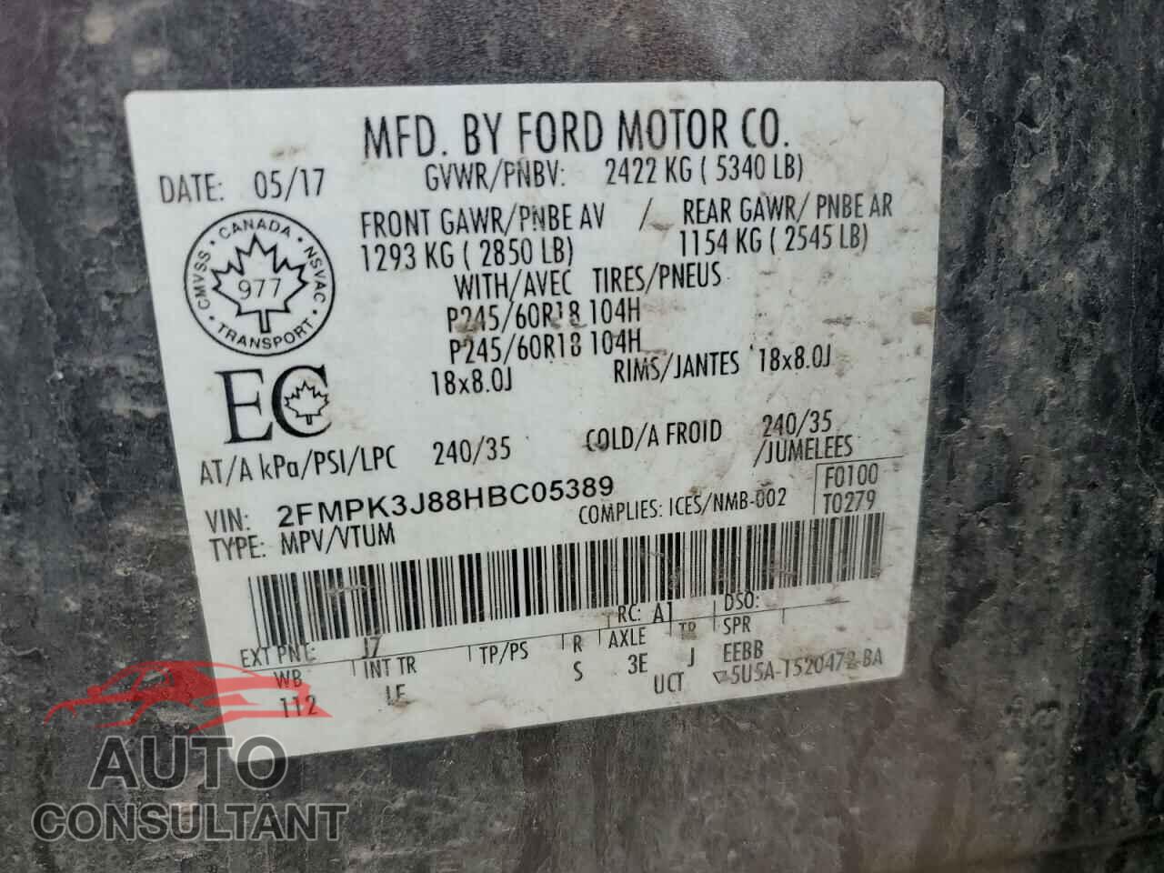 FORD EDGE 2017 - 2FMPK3J88HBC05389