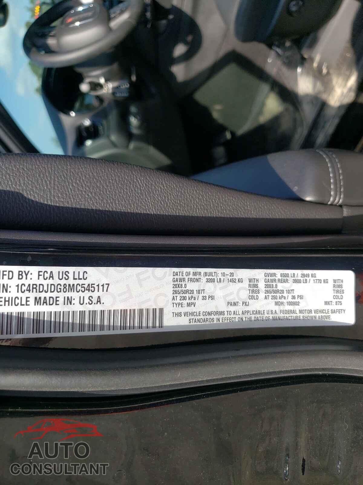 DODGE DURANGO 2021 - 1C4RDJDG8MC545117