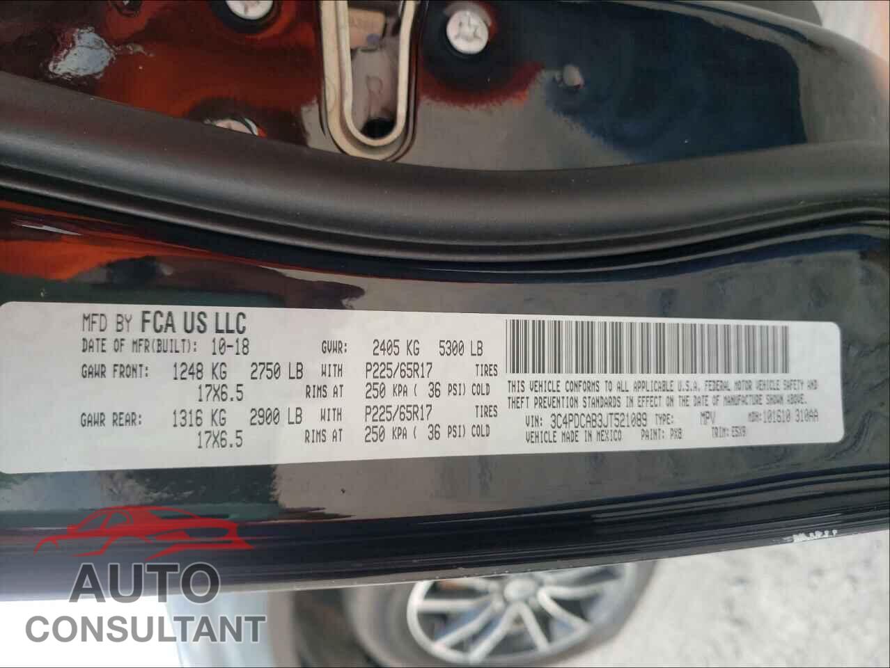 DODGE JOURNEY 2018 - 3C4PDCAB3JT521089