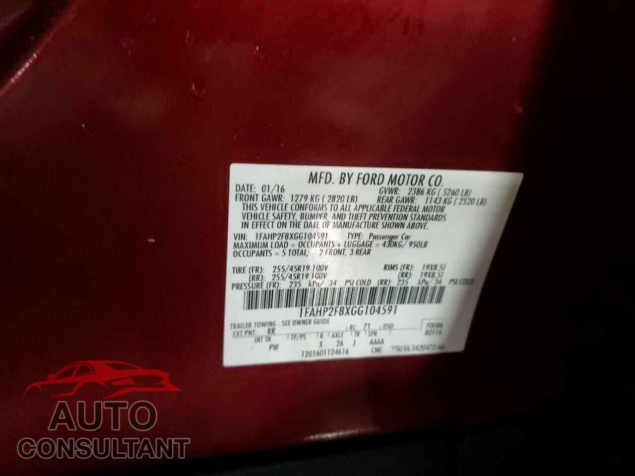 FORD TAURUS 2016 - 1FAHP2F8XGG104591