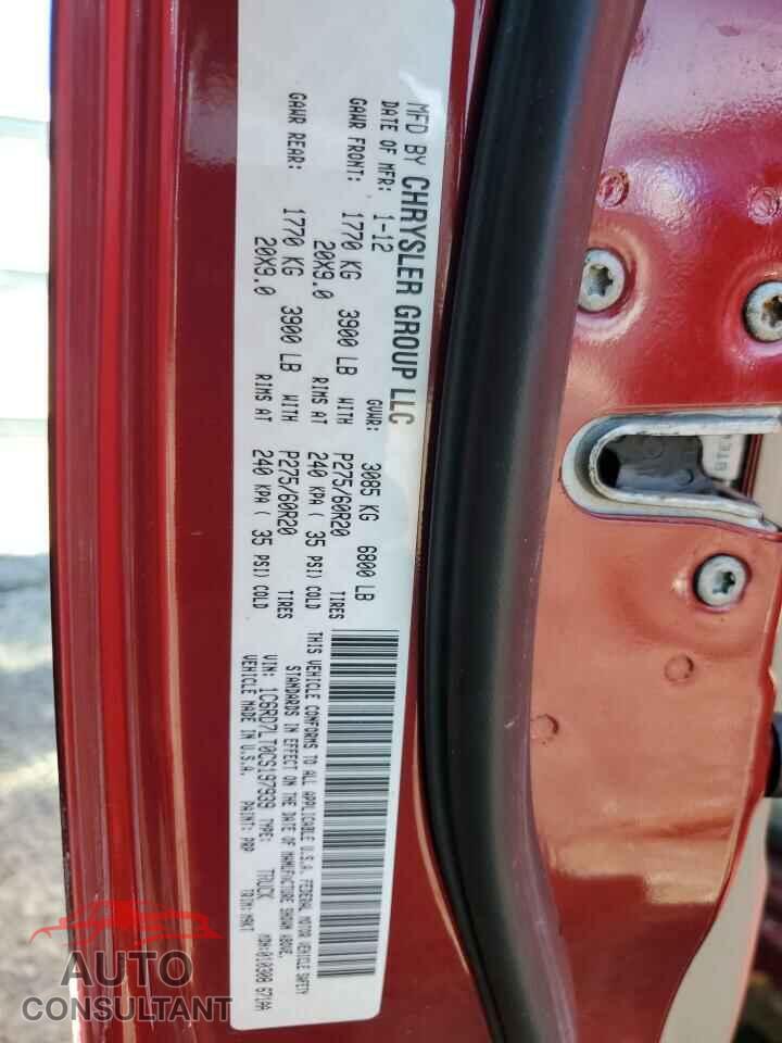 DODGE RAM 1500 2012 - 1C6RD7LT0CS197939