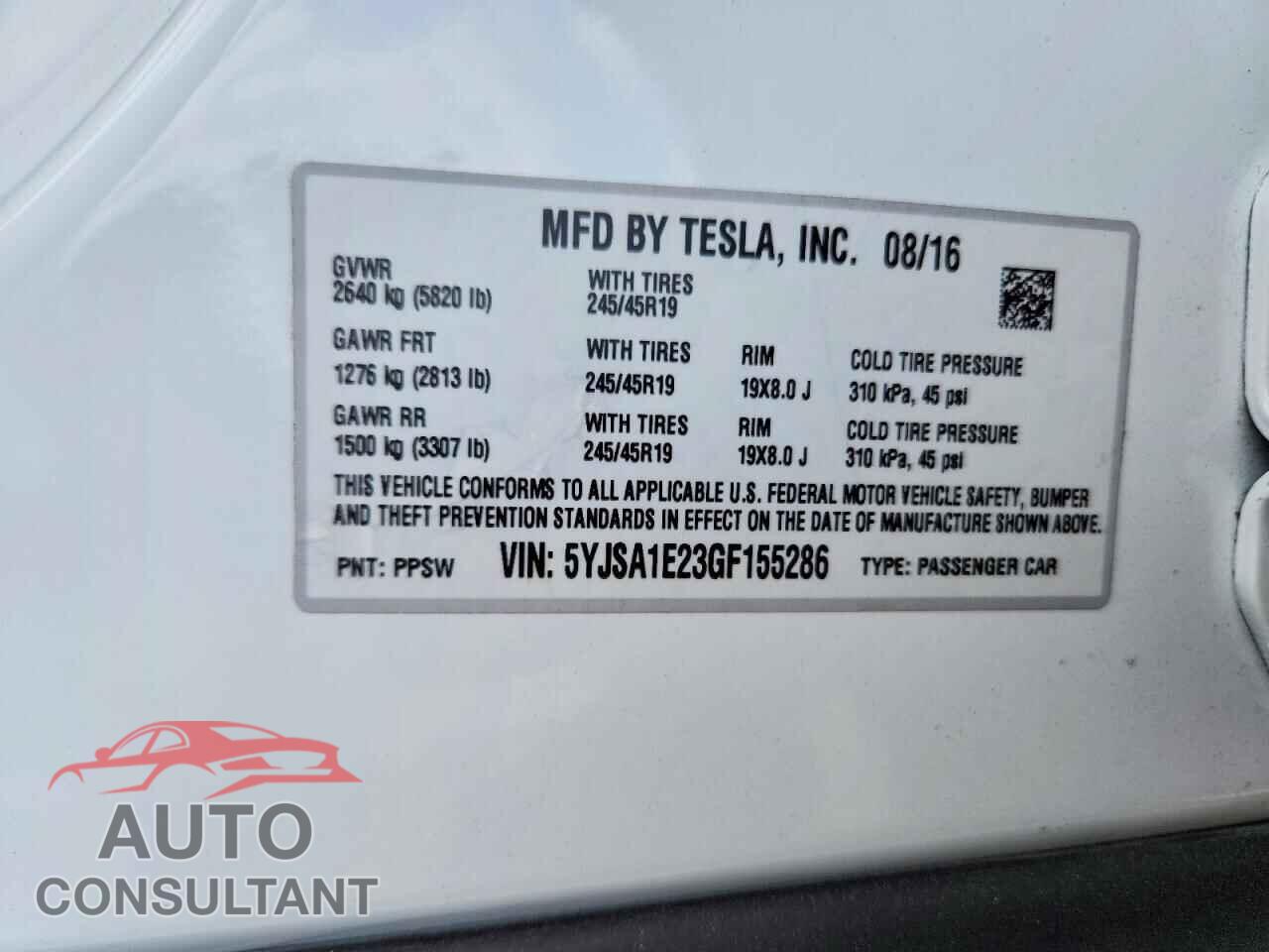 TESLA MODEL S 2016 - 5YJSA1E23GF155286