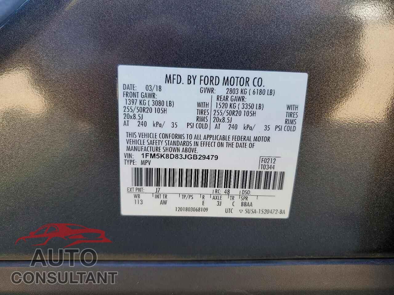 FORD EXPLORER 2018 - 1FM5K8D83JGB29479