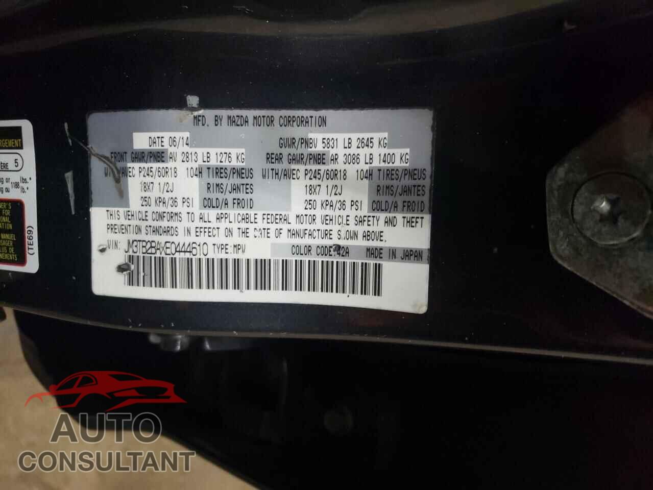MAZDA CX-9 2014 - JM3TB2BAXE0444610