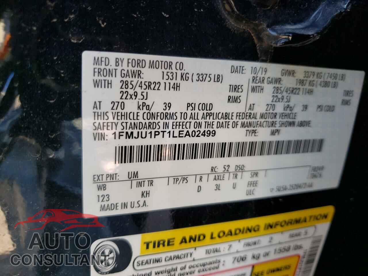 FORD EXPEDITION 2020 - 1FMJU1PT1LEA02499