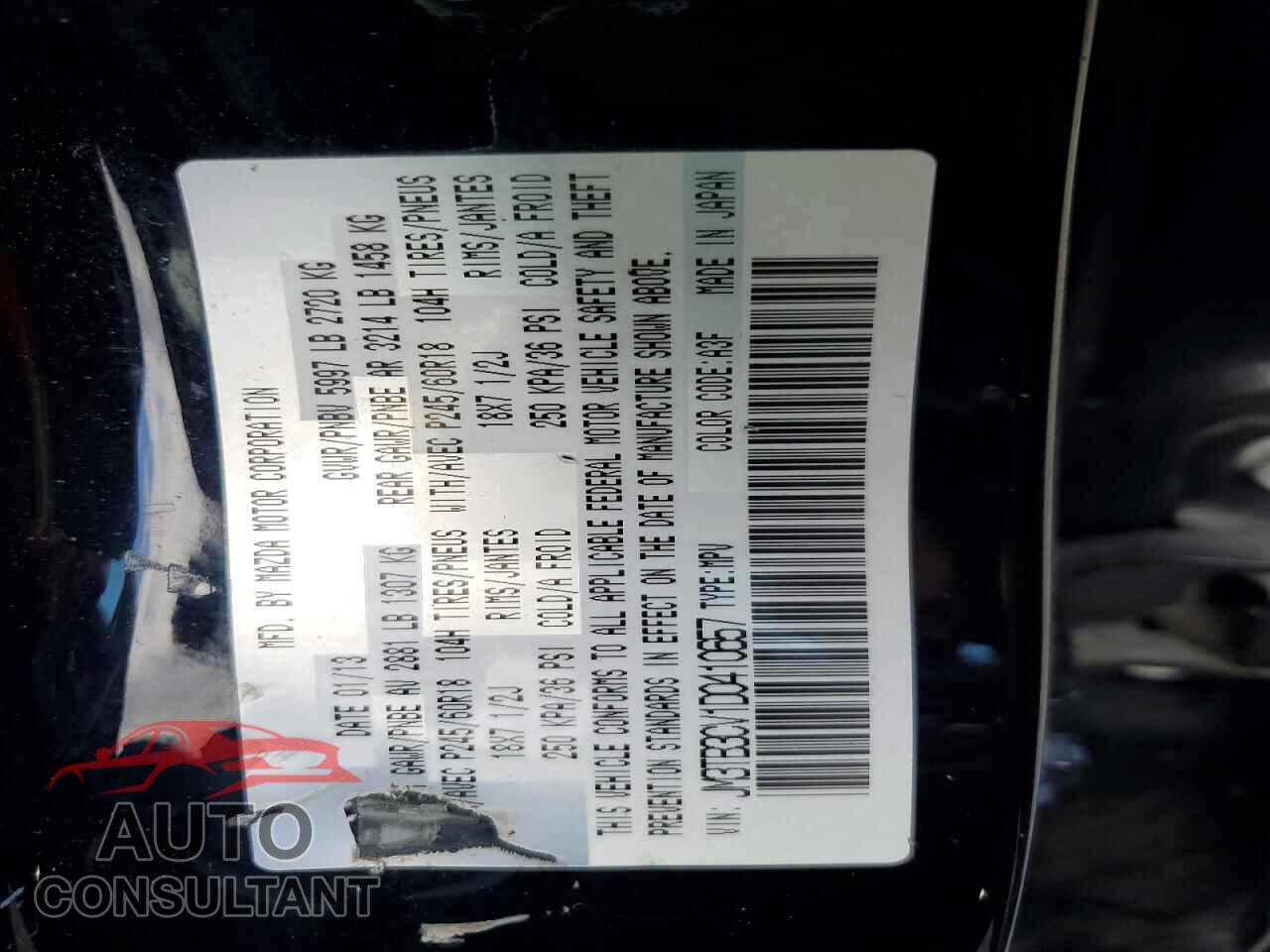 MAZDA CX-9 2013 - JM3TB3CV1D0410657