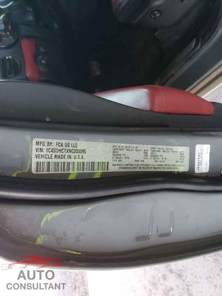 DODGE DURANGO 2022 - 1C4SDHCTXNC203095