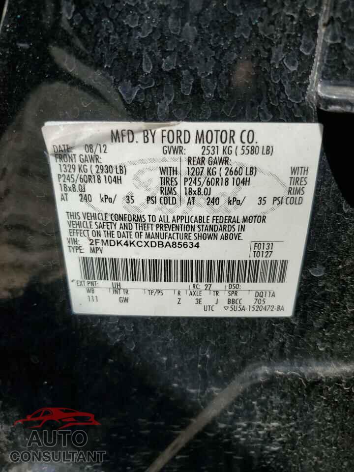 FORD EDGE 2013 - 2FMDK4KCXDBA85634