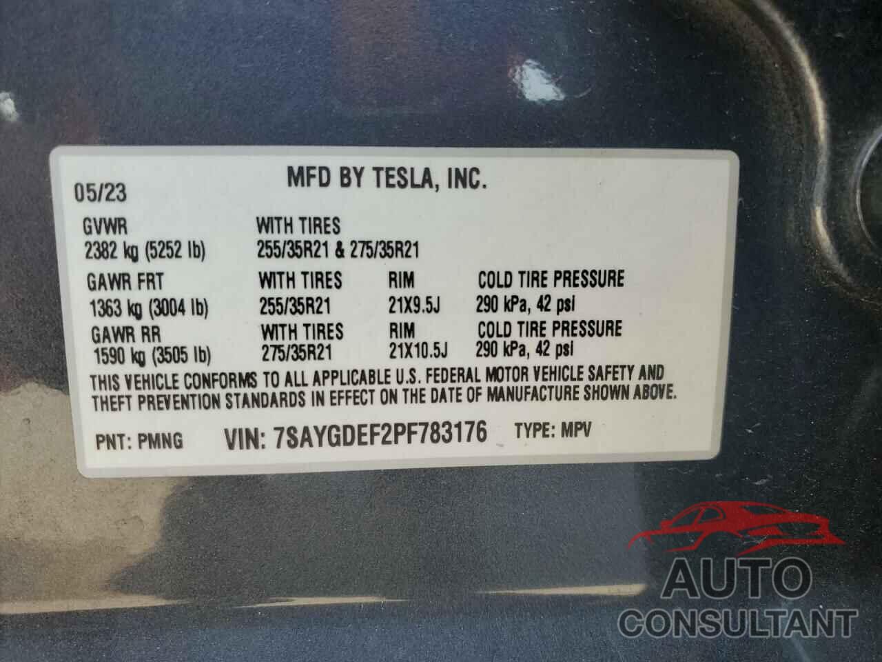 TESLA MODEL Y 2023 - 7SAYGDEF2PF783176