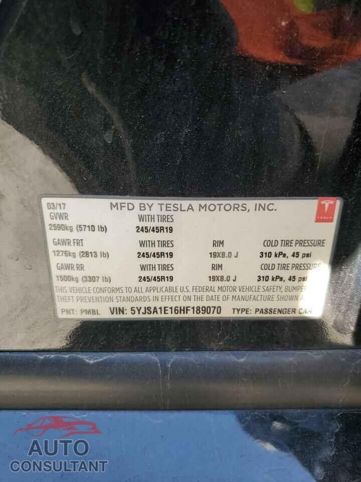 TESLA MODEL S 2017 - 5YJSA1E16HF189070