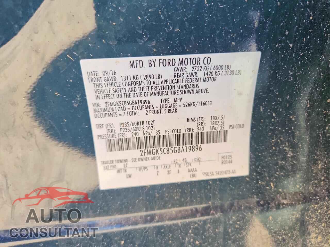 FORD FLEX 2016 - 2FMGK5C85GBA19896