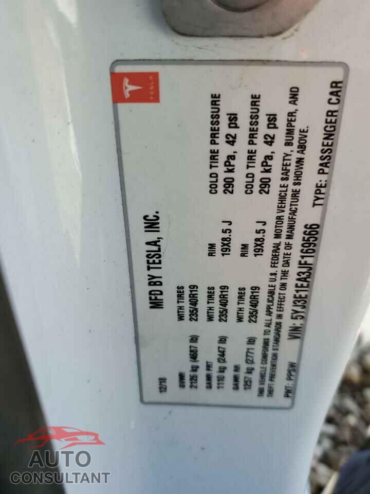 TESLA MODEL 3 2018 - 5YJ3E1EA3JF169566