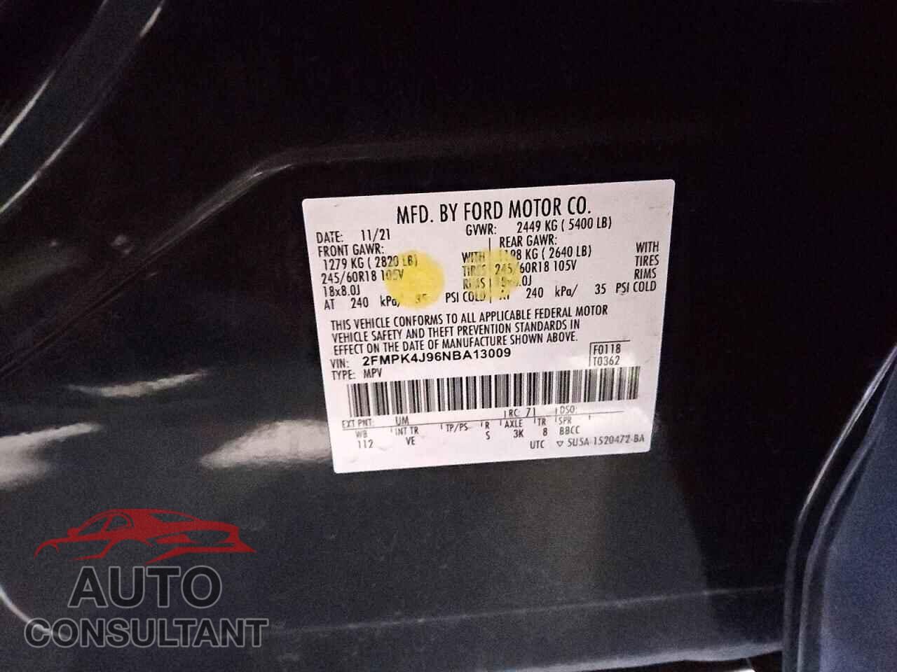 FORD EDGE 2022 - 2FMPK4J96NBA13009