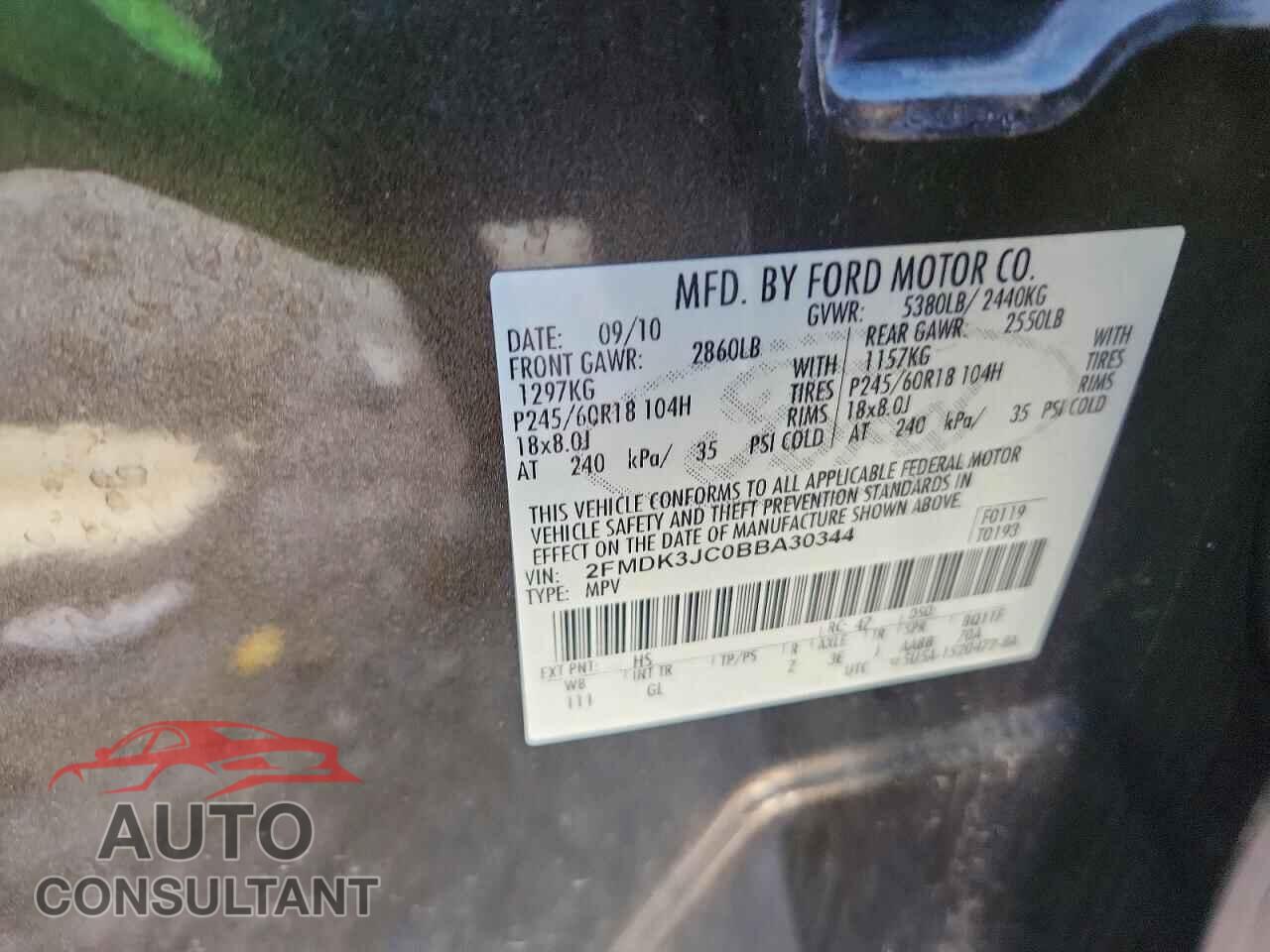 FORD EDGE 2011 - 2FMDK3JC0BBA30344