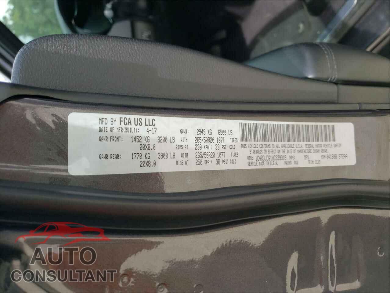 DODGE DURANGO 2017 - 1C4RDJDG1HC839318