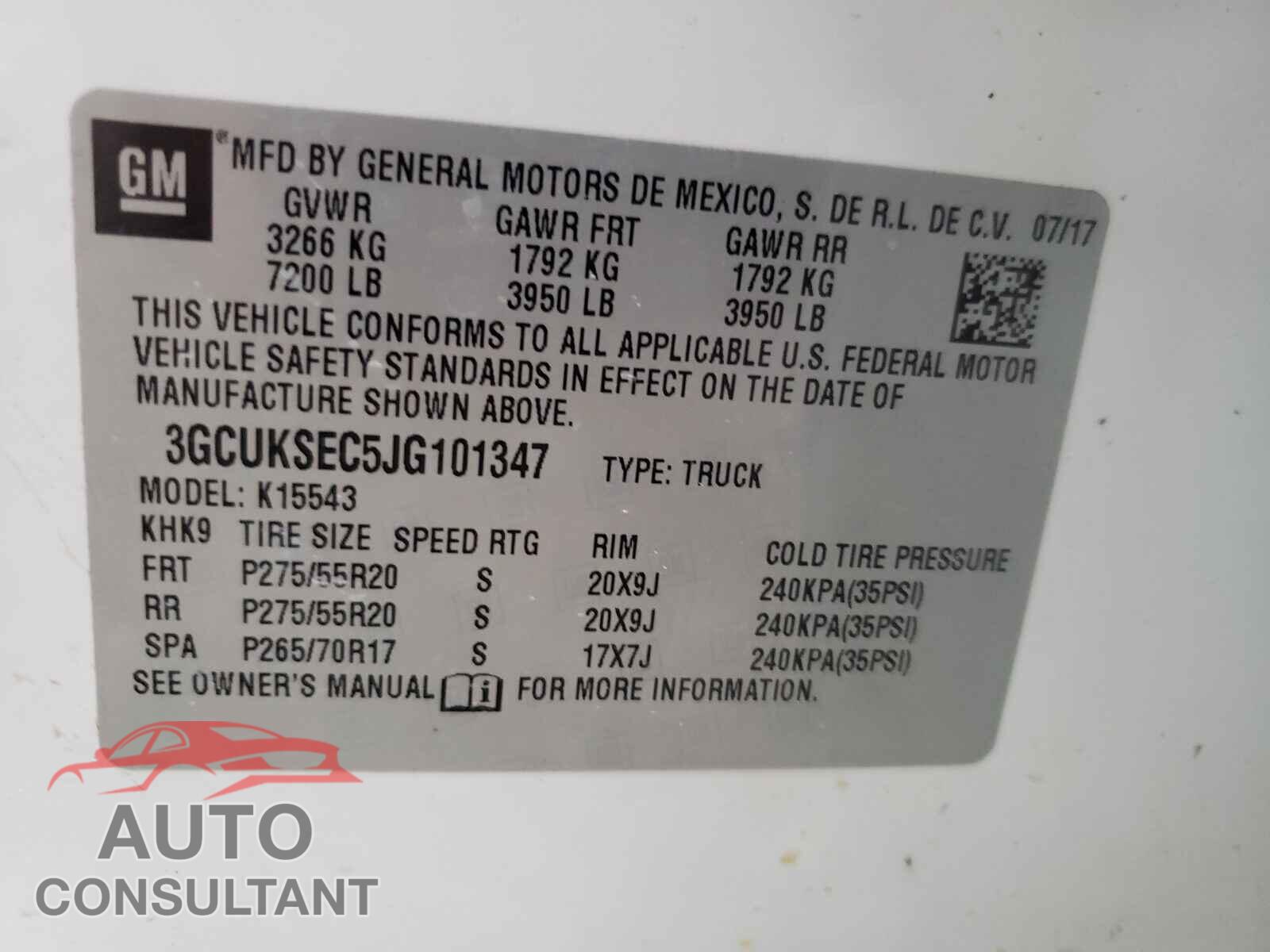 CHEVROLET SILVERADO 2018 - 3GCUKSEC5JG101347
