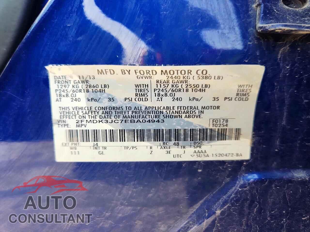 FORD EDGE 2014 - 2FMDK3JC7EBA04943