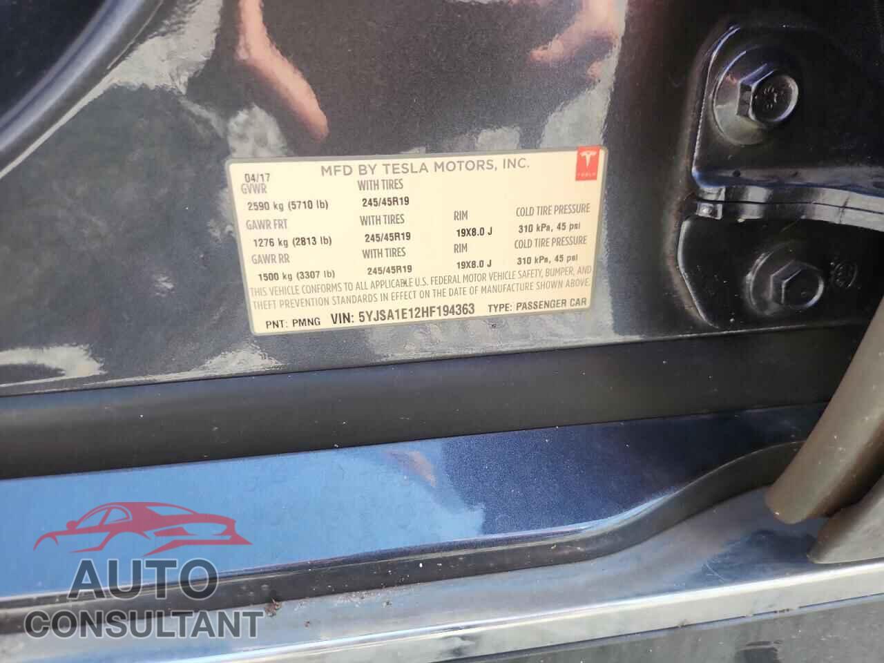 TESLA MODEL S 2017 - 5YJSA1E12HF194363