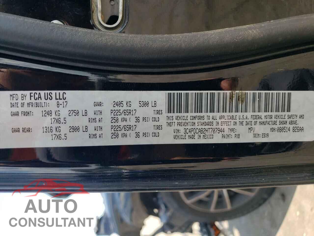 DODGE JOURNEY 2017 - 3C4PDCAB2HT707944