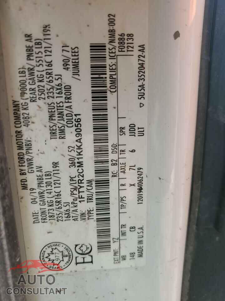 FORD TRANSIT 2019 - 1FTYR2CM1KKA90561