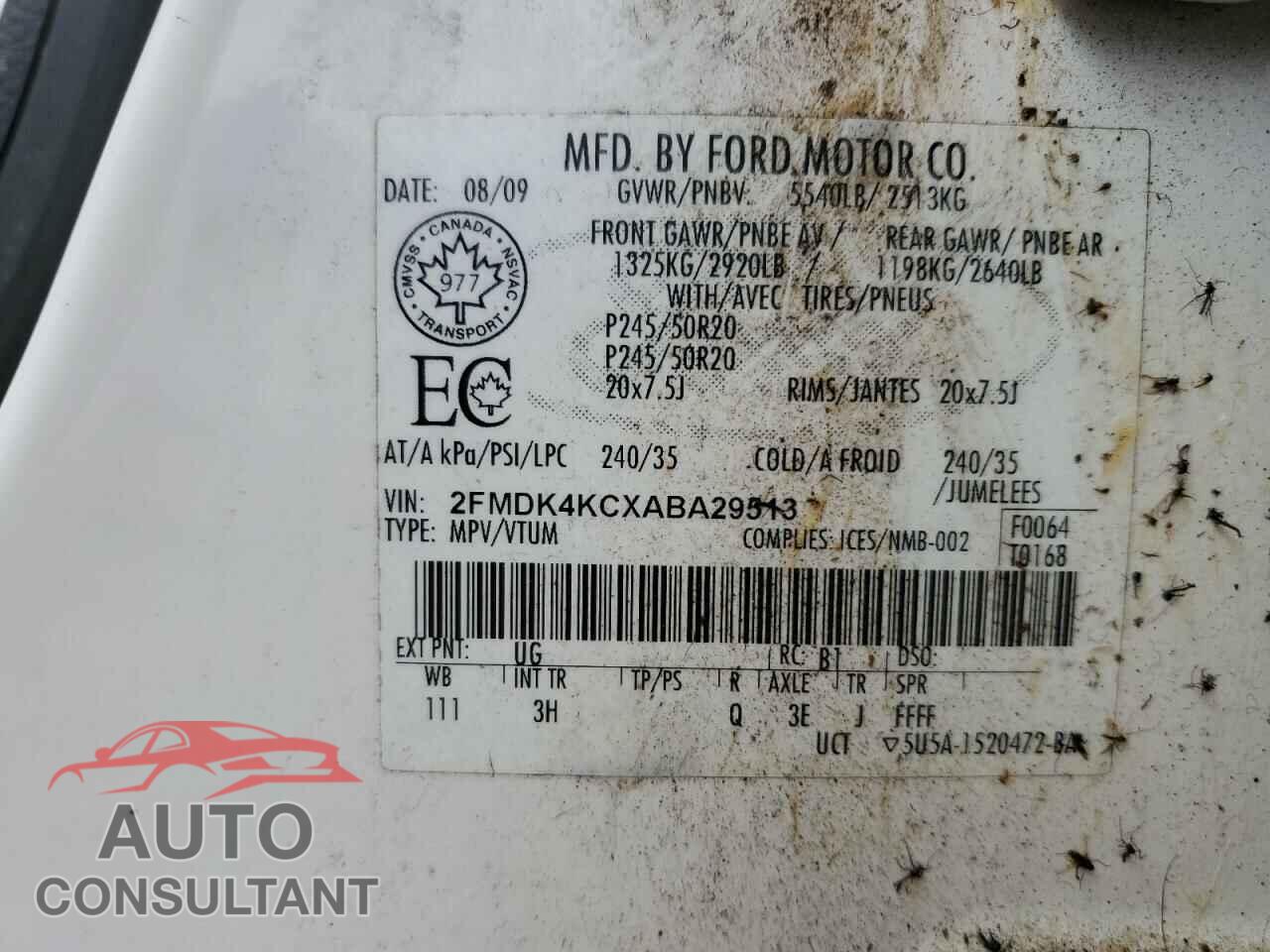 FORD EDGE 2010 - 2FMDK4KCXABA29513