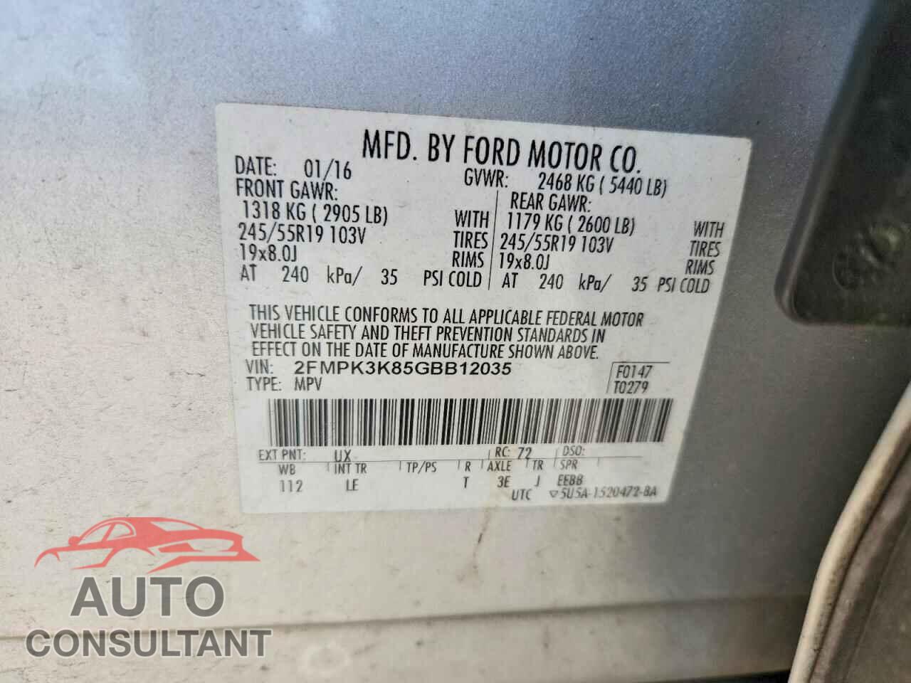 FORD EDGE 2016 - 2FMPK3K85GBB12035
