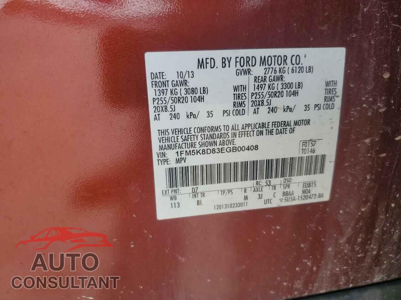 FORD EXPLORER 2014 - 1FM5K8D83EGB00408