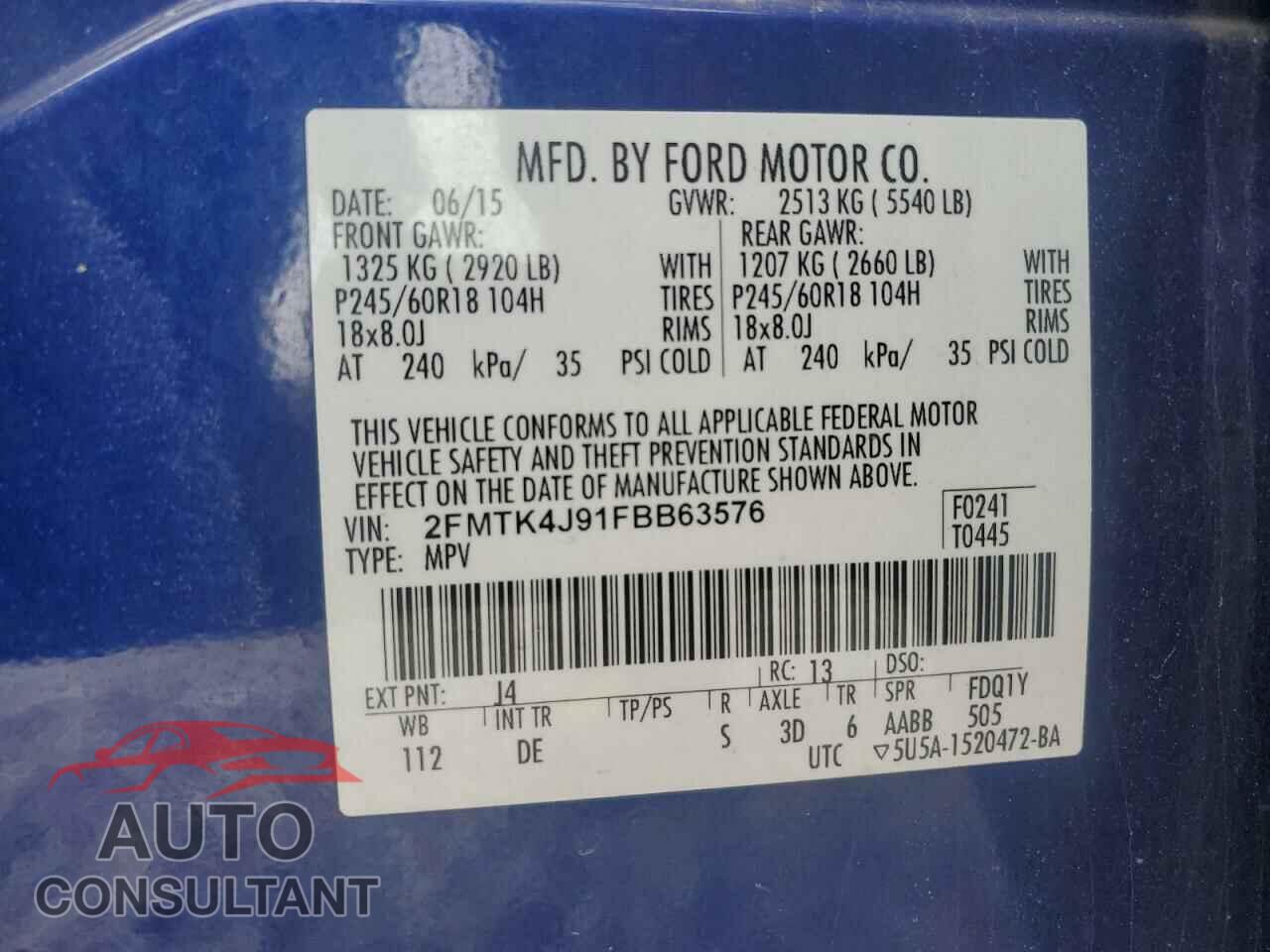 FORD EDGE 2015 - 2FMTK4J91FBB63576