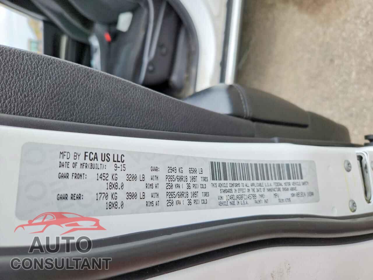 DODGE DURANGO 2015 - 1C4RDJAG8FC145789