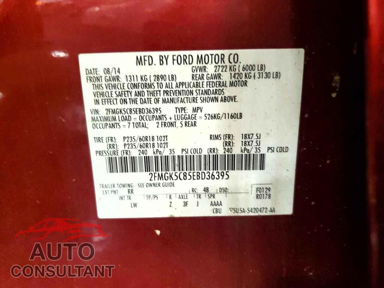 FORD FLEX 2014 - 2FMGK5C85EBD36395