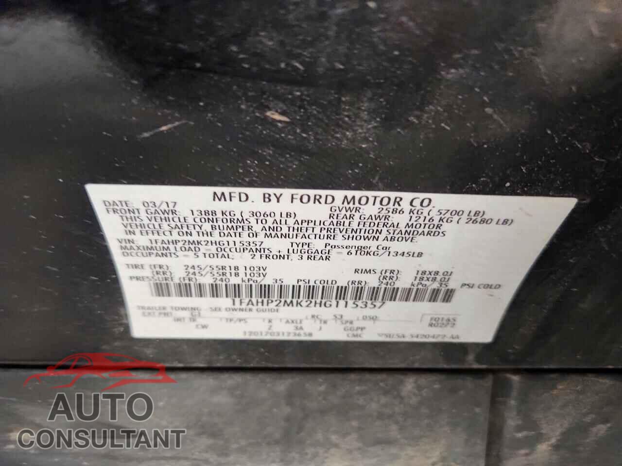 FORD TAURUS 2017 - 1FAHP2MK2HG115357
